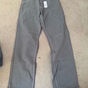 Gray Straight-Leg Pants